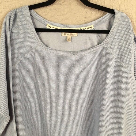 Torrid 3 Top Womens 3X Plus Size Blue  Waffle Knit Crop Boxy Beachy Athleisure - Picture 11 of 16